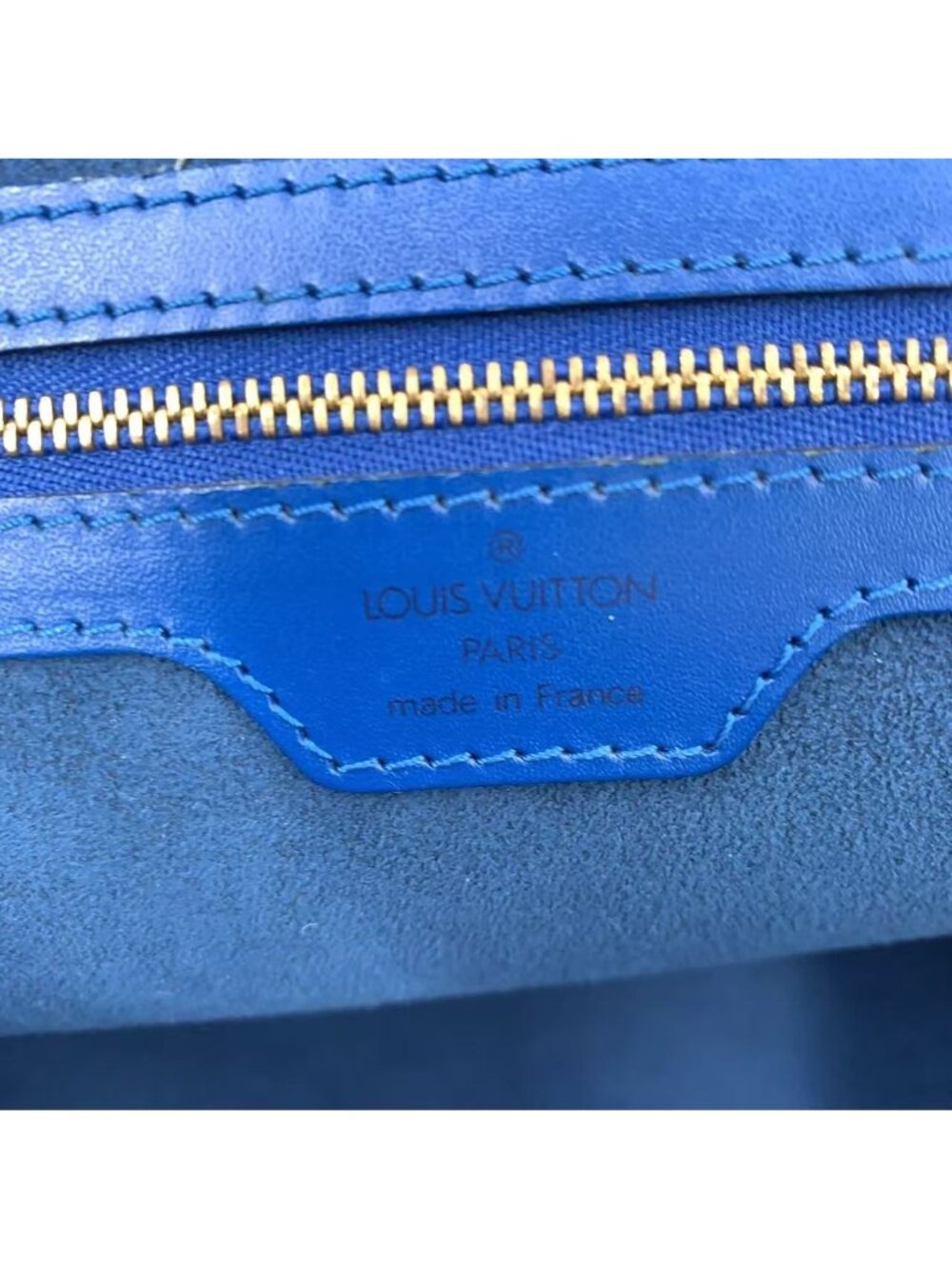 Louis Vuitton Sac Epi Toledo Blue Leather Tote Gold - Picture 4 of 15